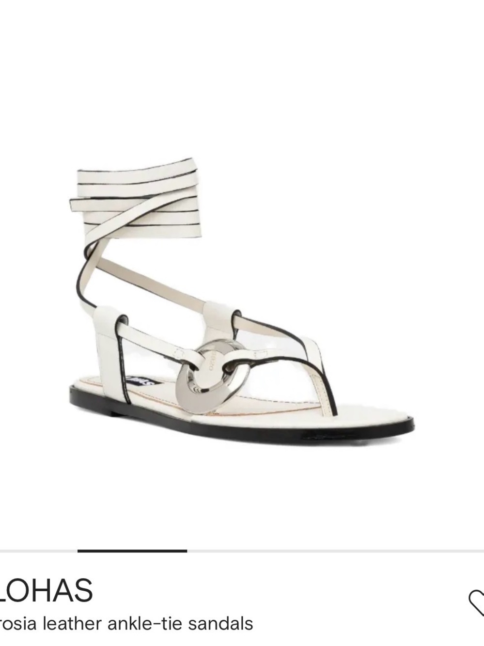 ALOHAS White Leather Ankle-Tie Sandals with Silver Ring